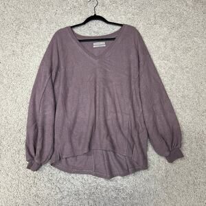 Urban Outfitters Purple Teddy Fleece Oversized Sweater Womens Medium V‎ Neck